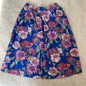 Handmade 90s Vtg Tropical Vibrant Blue Pink Floral Skirt Size S/M Boho Indie